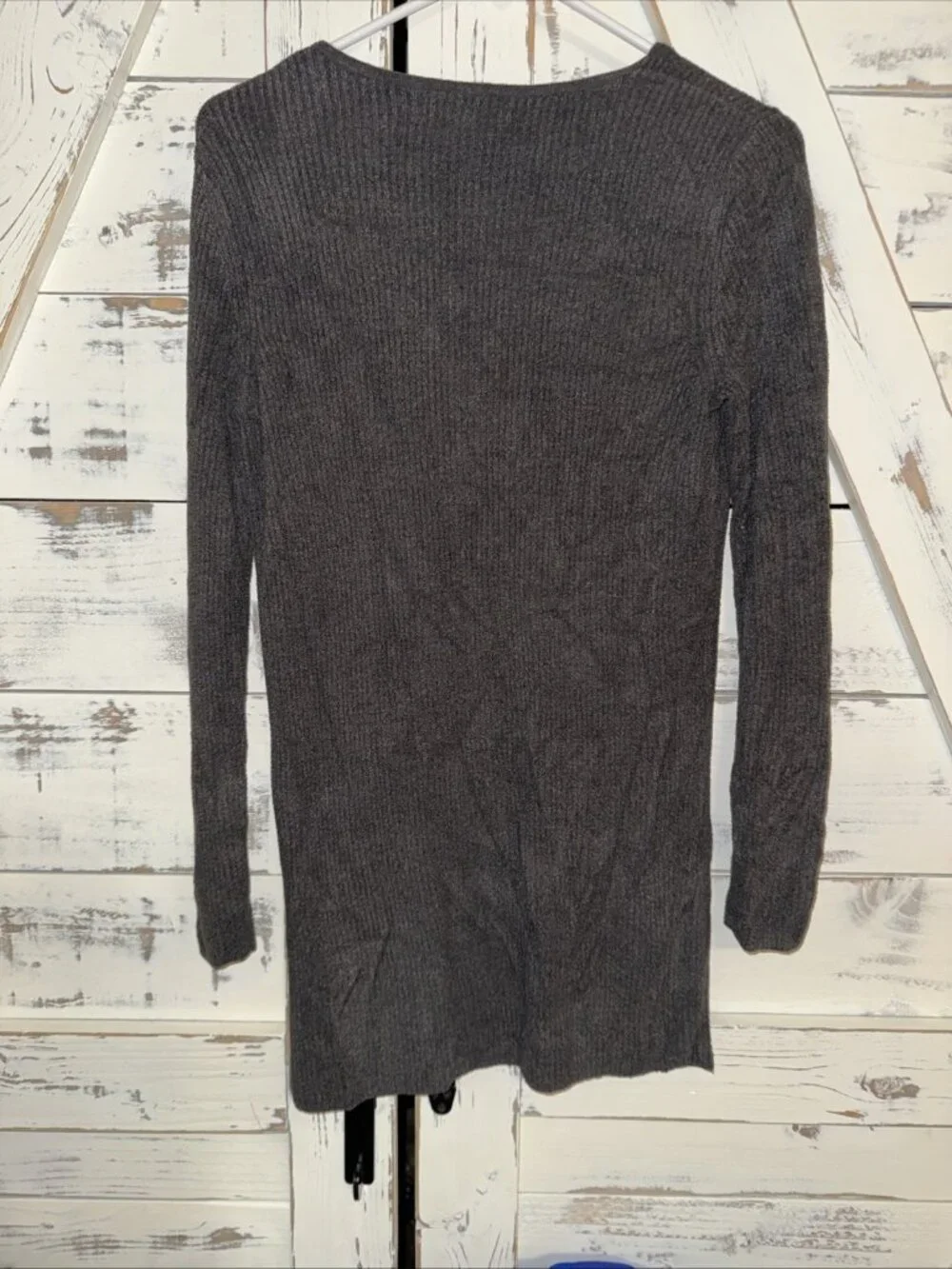 BAREFOOT DREAMS CozyChic Ultralite Henley Small Charcoal Gray Ribbed Sweater